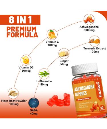 Ashwagandha Gummies & Vitamin D3 3000mg Extra Strength Ashwagandha Root Extract for Boosts Energy Immune Support Non-GMO Strawberry Flavor 60 Count 60 Count (Pack of 1) - Buy Online on GoSupps.com