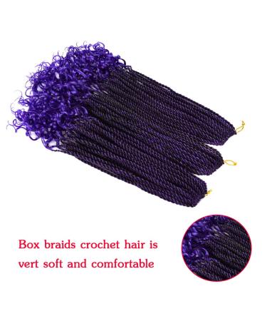 5 Packs 18 Inch Box Braids Crochet Hair with Curly Ends in 1B/Purple | Synthetic Extensions for Women - Goddess Senegalese Twist - Buy Online on GoSupps.com