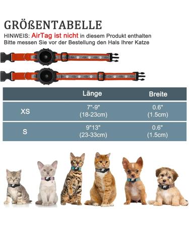Reflective Airtag Cat Neck Band - Jiarui GPS Collar for Cats & Puppies 9-13 inch - Adjustable with Bell - Orange - Buy Online on GoSupps.com