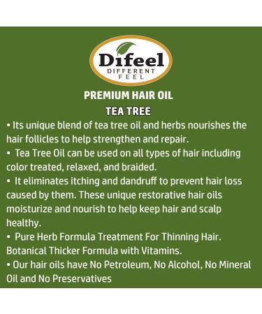Difeel Premium Tea Tree Hair Oil for Dry Scalp - 2.5 oz (3-Pack) - Buy Online on GoSupps.com
