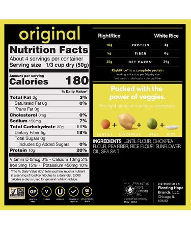 RightRice - Original (7oz. Pack of 3) | High-Protein Vegetarian Rice Alternative | Gluten-Free & Non-GMO - 21oz Total - Buy Online on GoSupps.com