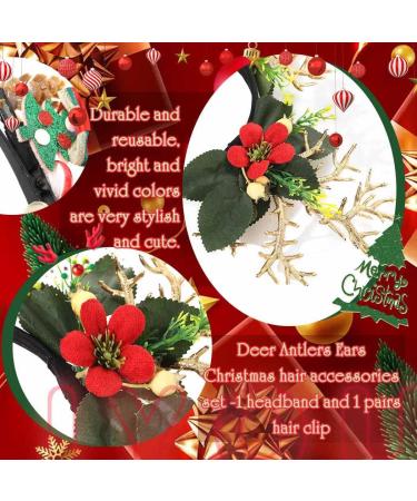 IYOU Christmas Headband Set Green Leaf Hair Piece Xmas Tree Hair Clips Halloween Costume Hair Accessories for Women and Girls - Buy Online on GoSupps.com