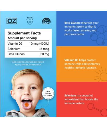 Beta Kids Immune Support Gummies with Beta Glucan, Selenium, and Vitamin D3 - 30 ct | All Natural, Non-GMO, Kids Chewable Vitamin - Buy Online on GoSupps.com