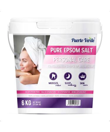 Mff Europe SL Pure Epsom Salt 6 Kg Concentrated source of Magnesium Bath Salts and Personal Care Fast Dissolving Epsom Salt for Muscle Relaxation and Good Sleep Spanish Production