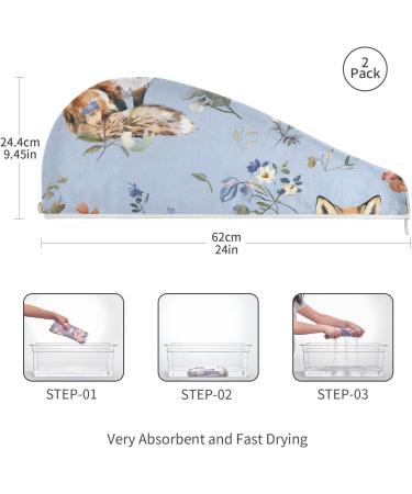 Adventure Fox Light Blue Hair Towel 2 Pack - Super Absorbent Quick Dry Hair Turbans for Women & Girls - Buy Online on GoSupps.com
