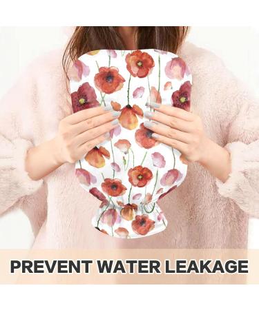 NAANLE Hot Water Bottle with Cover - Watercolor Poppy Flower 2L Large Warm-Up Bag for Menstrual Cramps & Heat/Cold Therapy | International Shipping - Buy Online on GoSupps.com