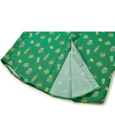 ENVMENST Men's St. Patrick's Day Hawaiian Shirt - Green Clover Print, Casual Short Sleeve Button Up (Large) - Buy Online on GoSupps.com