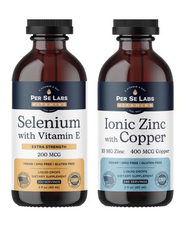 Ultimate Immune & Vitality Boosting Bundle | Selenium Liquid Drops with Vitamin E | Ionic Zinc with Copper Liquid Drops