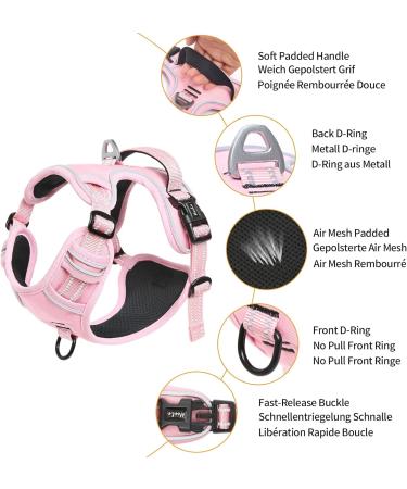 Heele Dog Crockery & No-Pull Harness - Soft Breathable Reflective & Padded for Medium Dogs - XL Uni-Pink - Buy Online on GoSupps.com