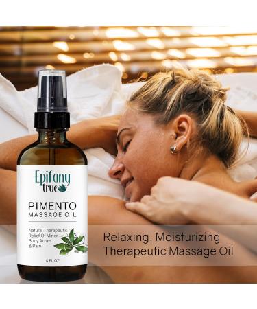 Natural Pimento Massage Oil 4oz | Soothing Muscle Relief & Moisturizer | Refreshing Mint Scent with Jamaican Black Castor & Lemongrass - Buy Online on GoSupps.com
