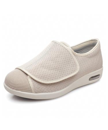 Yytcsjz Diabetic Orthopedic Shoe Wide Slip-Resistant Slippers for Seniors Comfortable for Diabetic Edema Plantar Fasciitis Bunions Arthritis Swollen Feet (Color : Beige Foot Length : 24cm)