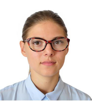 Mini Cat Eye Reading Glasses with Blue Light Filter - Anti-Flashing Floral Pattern 2.5 Diopters Free Case - Buy Online on GoSupps.com