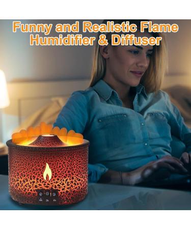 Volcano Humidifier - Quiet Flame Diffuser | 300ml Spray with Remote Control | Aromatherapy & Auto Shut Off | Ideal for Bedroom & Office (Red & Blue - Buy Online on GoSupps.com