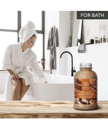 Bath Salts Sandalwood 21.16 Oz - Natural Sandalwood & Cinnamon Essential Oil - Sea Salt for Relaxing Bath - Promotes Good Sleep - Body Care Beauty - Buy Online on GoSupps.com