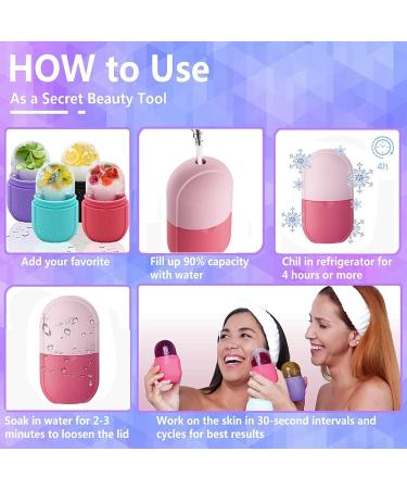 Rose Flower Ice Facial Roller with Round Shaped Ice Mold - Reduce Puffiness, Pores, Sunburn - LeakProof Design - Blue - Buy Online on GoSupps.com