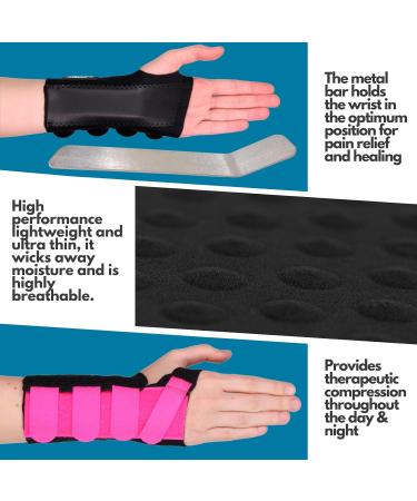 Solace Bracing Cool-Flow Wrist Support - British Made & NHS Supplied Brace w/Metal Splint - Pink, S - Right Hand - For Carpal Tunnel, Arthritis, Tendonitis, RSI & Fractures - Buy Online on GoSupps.com