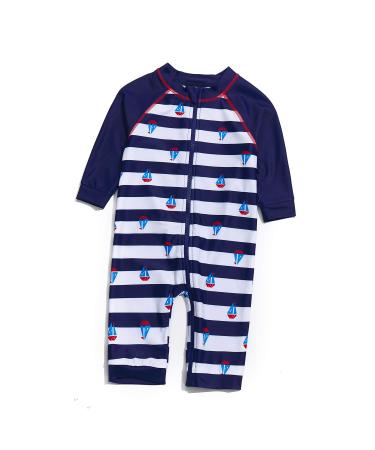 BONVERANO Baby Boys Swimsuit Toddler Bathing Suit Full-Length Zipper One Piece Swimwear with UPF 50+ Sun Protection 2-3 Years Yawl