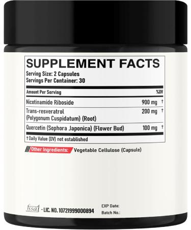 NAD Supplement with Nicotinamide Riboside, Trans-Resveratrol, Quercetin - Cellular Energy & Repair, Vitality, Healthy Aging - 60 Count 60 Count (Pack of 1) - Buy Online on GoSupps.com