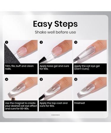 MIZHSE Cat Eye Gel Nail Polish 12mL - Silver Moonlight Glitter UV LED Soak Off for Nail Art & DIY Manicure - Buy Online on GoSupps.com