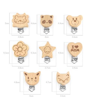 Artestar 8-Piece Wooden Animal Pacifier Clip Set | Baby & Children Accessories | Secure and Stylish Pacifier Chains - Buy Online on GoSupps.com