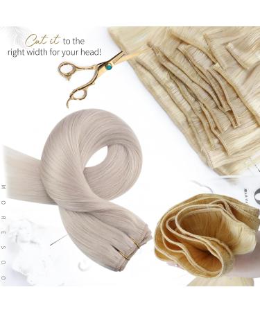 Moresoo 16 Inch White Blonde Human Hair Weft Extensions - Double Weft, 100g/pack #60A - Buy Online on GoSupps.com