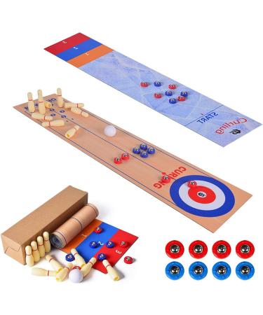 N/Q 3 in 1 Table Top Shuffleboard, Curling, and Bowling Game Set - Portable Family Fun for Home, School, and Travel - Ideal Gift for Kids 6 and Up - Compact Storage Solution - Buy Online on GoSupps.com