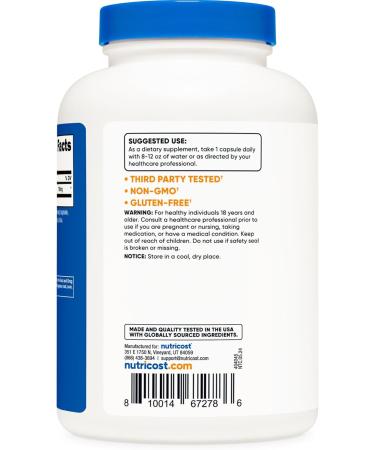 Nutricost GABA (Gamma Aminobutyric Acid) 750mg 240 Capsules 240 Servings - Non-GMO Gluten Free 240 Count (Pack of 1) - Buy Online on GoSupps.com