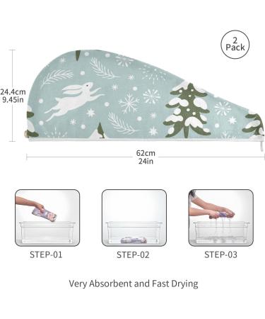 Women's 2 Pack Rabbit Print Microfiber Hair Turban | Quick Drying Hair Towel for Fast Drying - Ideal for All Hair Types - Buy Online on GoSupps.com