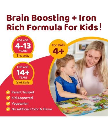 Liquid Iron Supplement for Kids Kids Multivitamin with Iron Drops with Zinc Vitamin B Complex Folate - Support Blood Builder & Energy Iron Deficiency for Women Men Vegan Strawberry 2 Fl Oz - Buy Online on GoSupps.com