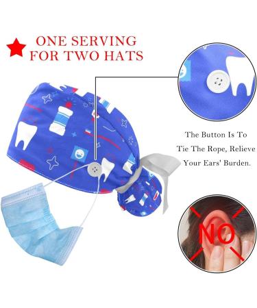 Adjustable Bouffant Scrub Cap Set | Galaxy Starry Color | 6 Pcs Working Caps with Button Sweatband for Women with Long Hair - Buy Online on GoSupps.com