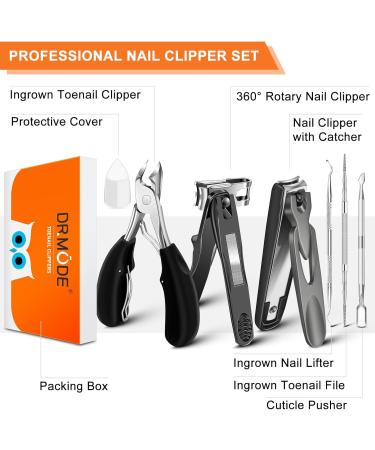 DRMODE Heavy Duty Toenail Clippers for Seniors | Wide Opening 360 Rotary Anti-Splash Clippers for Thick & Ingrown Nails | Best Toenail Care Tool for Men & Women - Buy Online on GoSupps.com