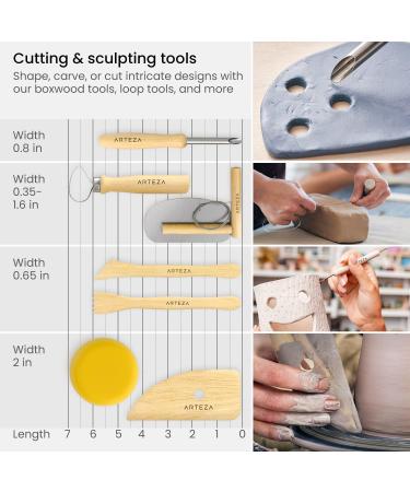 ARTEZA Pottery & Polymer Clay Tools  42-Piece Sculpting Set  Steel Tip Tools with Wooden Handles  for Pottery Modeling  Smoothing  Carving & Ceramics Set of 42 - Buy Online on GoSupps.com