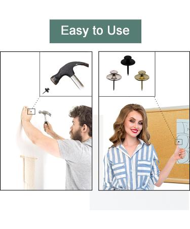 30 PCS Double Headed Push Pins Picture Hanger Hooks - Decorative Small Hook Pins for Wall Hangings - Ideal for Home, Office, and Photo Decor - Gold/Silver/Black - Buy Online on GoSupps.com