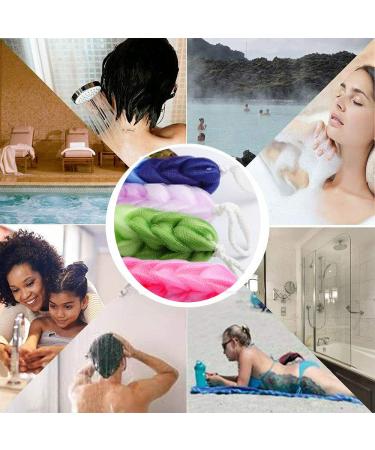 Green Shower Puff Mesh Pouf Bath Sponge Pack of 3 for Back, Lower Legs - Bath Loofah Puffs - Buy Online on GoSupps.com