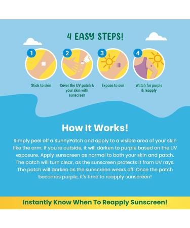 SunnyPatch UV Detecting Patches (24 Pack) | Natural Waterproof Patches for Kids & Adults | Color-Changing Sunscreen Reminder - Buy Online on GoSupps.com