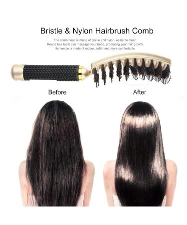 Hairstreaq Detangling Brush - Boar Bristles - Curved Vented Design - Wet & Dry Hair - Gold Purple | For Women Men Kids - Buy Online on GoSupps.com