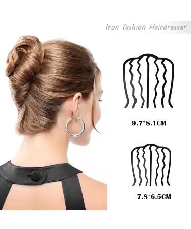 4 Pcs Metal Hair Fork Clip Set for Updo Bun - Black Hair Side Combs & Pin Stick - Women's Hair Styling Tool - Buy Online on GoSupps.com