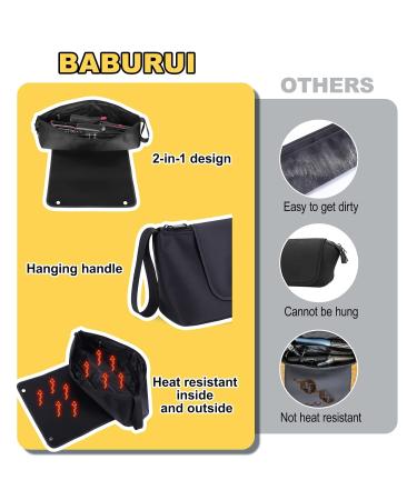 BABORUI Large Heat Resistant Hair Tools Travel Bag - Perfect for Curling Irons Flat Irons & Straighteners - Hangable & Portable - Pink & Black - Buy Online on GoSupps.com