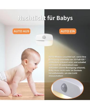 LED Night Light with Motion Detector - 8 Pack Small Lights for Kids Stair Hallway Bathroom & Bedroom - Battery Operated Sensor Lighting in Yellow & White - Buy Online on GoSupps.com