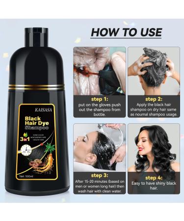 Natural Black Hair Dye Shampoo - 3-in-1 Herbal Color Solution for Men & Women | Ammonia-Free Lasts 30 Days - 16.90 oz - Buy Online on GoSupps.com