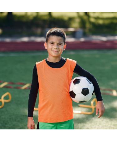 12 Pcs Youth Nylon Mesh Scrimmage Team Practice Vests Pinnies in Orange - Ideal for Basketball, Soccer, and Football - Buy Online on GoSupps.com