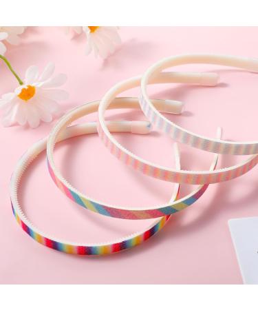 WLLHYF Glitter Headband 4pcs Plastic Sparkly Cute Non Slip Chunky Hairbands Thick Bling Confetti Rainbow Hair Bands with Teeth Little Girls Colorful Hair Accessories Rainbow color - Buy Online on GoSupps.com
