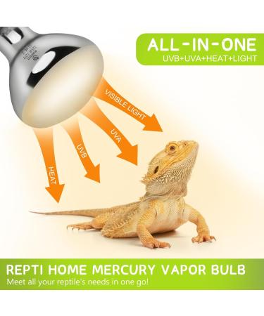 REPTI HOME Reptile Heat Lamp 125W Full Spectrum UVA UVB Sun Lamp Simulate Natural Sunlight Heat Lamp Bulb for Reptile and Amphibian Sun Light 125W - Buy Online on GoSupps.com