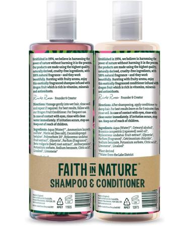 Faith In Nature Natural Dragon Fruit Shampoo and Conditioner Set Revitalising Vegan & Cruelty Free No SLS or Parabens For All Hair Types 2 x 400ml (Pack of 2) Dragon Fruit 2 count (pack of 2) - Buy Online on GoSupps.com