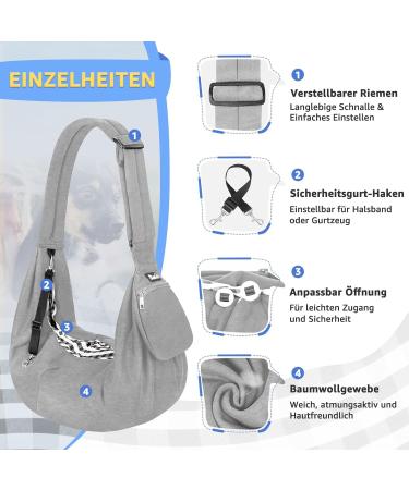 Slowton Dog Carrier Bag - Adjustable Shoulder Strap Front Bag Design for Outdoor Walks - Gray-Sweater Fabric (S Pets 1.3-3.6kg) - Buy Online on GoSupps.com