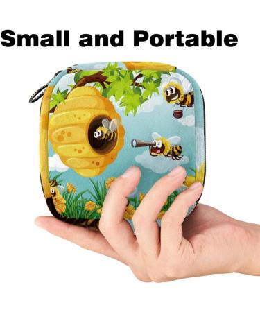 Portable Honeybees Sanitary Napkin Storage Bag | Eco-Friendly Menstrual Cup Carrier for Women & Teens - Buy Online on GoSupps.com