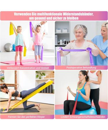 Resistance Bands Set - 8er Fitnessbands aus 100% Latex mit Anleitung & Taschen | Ideal f r Yoga Pilates Krafttraining & Physiotherapie - Buy Online on GoSupps.com