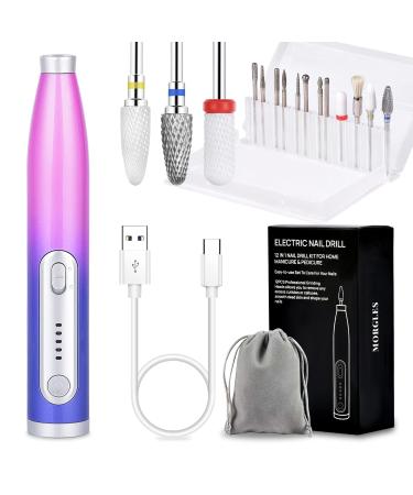 Rechargeable Nail Drill  MORGLES Cordless Nail Drill Electric Nail File for Acrylic Portable Electric Nail Drill Kit with 12Pcs Nail Drill Bits for Salon Home Use Purple Pink - Buy Online on GoSupps.com
