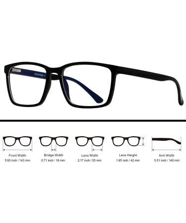 ANDWOOD AR002 Black Blue Light Blocking Glasses | Large Frame Anti Blue Ray Computer Filter for Men and Women | Lightweight Bluelight Blocker with Anti-blue Light Lens - Buy Online on GoSupps.com