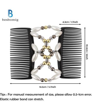 Besbomig 5-Piece Pearl Hair Clip Set - Elastic Hair Combs & Stretchable Hairpins for Women & Girls - Buy Online on GoSupps.com
